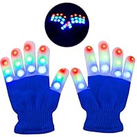 Yostyle Children LED Finger Light Up Gloves,Small 3 Colors 6 Modes Flashing LED Warm Gloves Colorful Glow Flashing Novelty Toys for Kids Boys Girls (Blue)