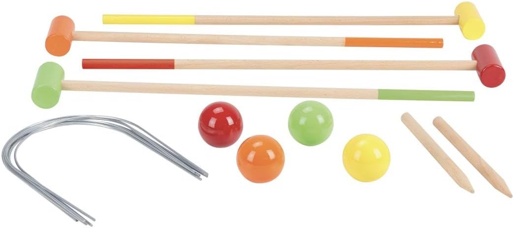 Jeujura JeujuraJ8603 Wooden Croquet Game for 4 Players with Bag, Multi-color, Small - Image 3