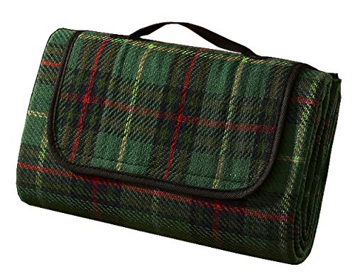 Komonee Large Outdoor Green Picnic Blanket Folding Family Mat Camping Beach Waterproof Rug With Handle 150cm x 200cm (NG1)