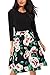Giotto Women’s Casual Flare Floral Contrast A-Line Evening Party Midi Dress