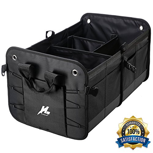 Car Trunk Organizer-- H-Zonealph Portable Collapsible Car Trunk Storage Organizer Heavy Duty waterproof Trunk Cargo Organizer Storage Bin and Carrier for Car /Truck /SUV /Van (NEW Version)