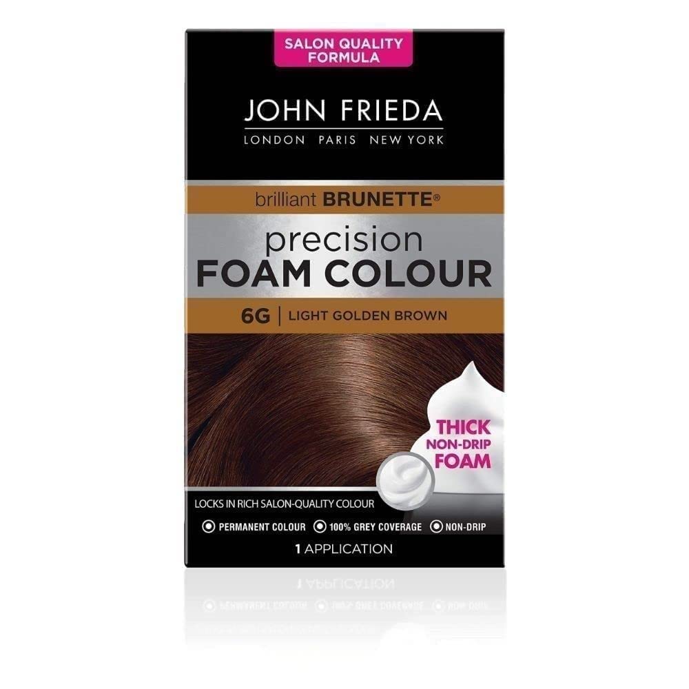 John Frieda Precision Foam Colour 6G, Salon-Finish Light Golden Brown Hair Dye, Permanent Light Golden Brown Hair Colour, 100% Grey Coverage — image 1