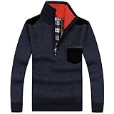 Shengweiao Men's Half-zip Pullover Ribbed Cotton Knit Sweater