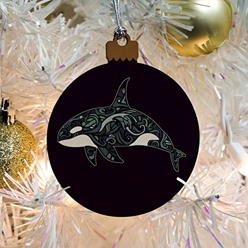 Killer Whale Orca with Waves Wood Christmas Tree Holiday Ornament