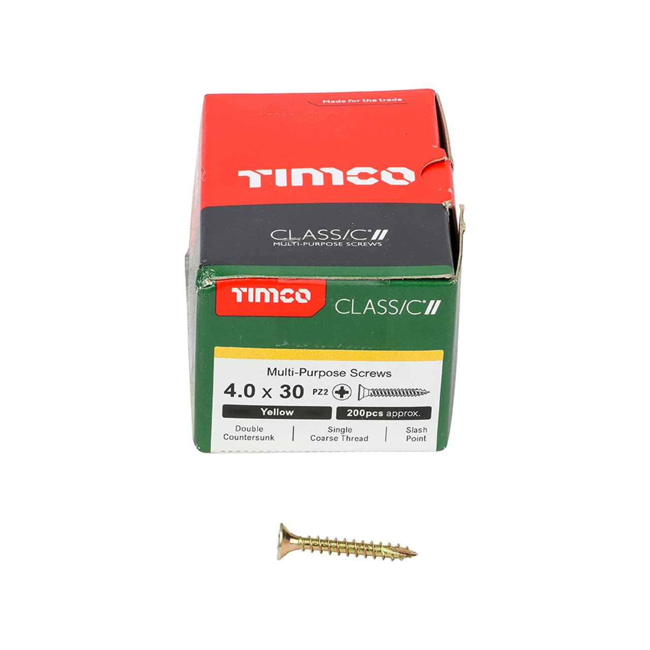TIMCO Classic Multi-Purpose Screws - PZ - Double Countersunk - 4.0 x 30 - Gold - Box of 200 — image 1