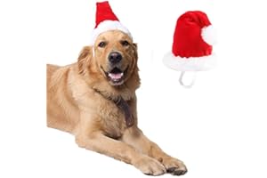 ANIAC Adjustable 3D Christmas Dog Santa Hat for Medium to Large Dogs Pet Dog Santa Costume…