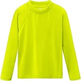Boys Swim Shirts Long Sleeve Rash Guard Sun Protection UV SPF Rashguard Water Beach Shirts Lightweight for Toddler Babies Infant Kids Neon Yellow 12-18 Months