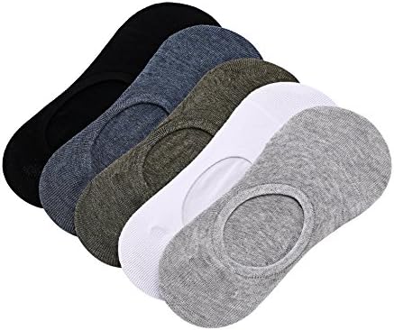 TinL Fashion No Show Crew Non Slip Socks Men's 5 Pair