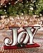 OUCHAN JOY Wooden Table Decor Christmas - Galvanized Christmas Tabletop Display Decorative Word Signs Decorations for Home and Kitchen(JOY)