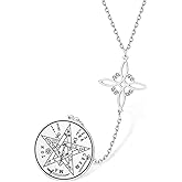 VASSAGO Witches Knot Necklace Stainless Steel Tetragrammaton Pentagram Necklace Celtic Knot Pendant Double Protection Witchcraft Pagan Irish Jewelry for Women Men