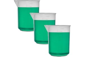 SEOH 1000ml Plastic Beaker, Low Form, Reusable, Polypropylene, Molded Graduations (Pack of 3)