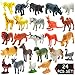 Animal Figures，24 Pcs Animals Toys Set with Mini Plastic Wild Animals and Farm Animals Toys Kit,Kids Birthday Party Favors Classrooms Rewards Christmas Gift