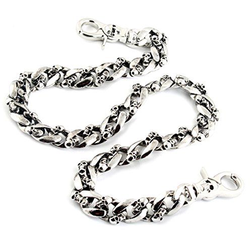 DoubleK Medieval Skull Symbol Key Jean Wallet Chain (27"/8.8oz) Silver CS57