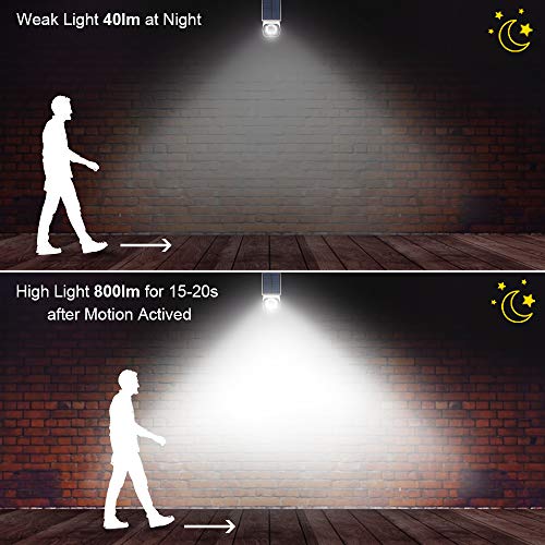 Solar Motion Sensor Light，BNT Flood Light Security Super Bright LED Outdoor Light with 800Lm Waterproof Solar Power Charging Motion Sensor Lights Adjustable Head for Garage Yard, Wall Porch,Pack of 2 - Thumbnail 7