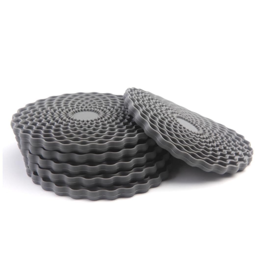 Grey Drinks Coasters Set of 6 by Stone & Thyme - a UK Brand. Non Slip, Heatproof & Easy to Clean. Colourful Decorative Home Accessories That Protect All Surfaces.