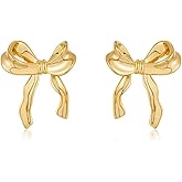 Gold Plated Bow Studs and Dangle Earrings - Silver Bow Statement Earrings Gift