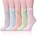 MQELONG Womens Super Soft Fuzzy Cozy Home Sleeping Socks Microfiber Winter Warm Slipper Socks (5 Pairs Bowknot)