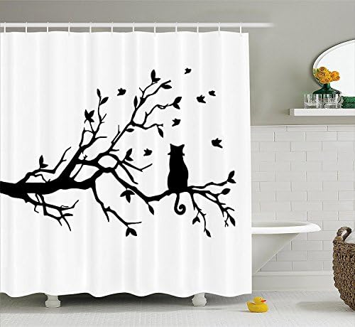 Jsutyer Mold Resistant Shower Curtain with Hooks, Waterproof Fabric Odorless Washable Bathroom Decoration 72x72 Inch (cat-3)