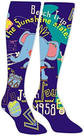 Comfortable Purple Graffiti Long Socks Sport Socks Knee High Thigh Stockings