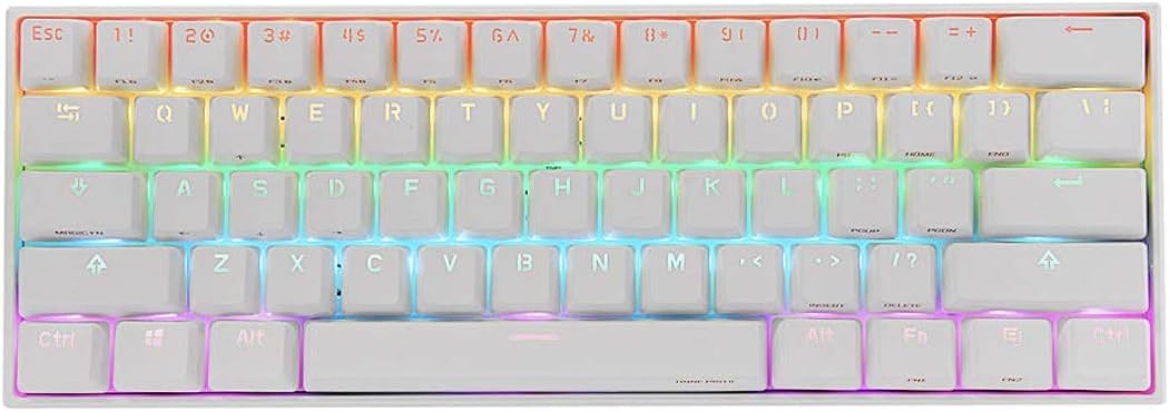 LIYOU Anne Pro 2 60% NKRO Bluetooth 4.0 Type-C RGB Mechanical Gaming Keyboard 61 Keys Mechanical Keyboard (White, Kailh BOX Brown Switch)