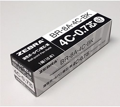 Zebra 4C-0.7 0.7mm Refill (10pcs) - Black Ink (with Free 5-Color Sticky Notes)