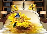 Yellow sunflower 3d Bedding Sets Queen size Duvet Cover sets Christmas Gift (Comforter Not Included) (queen)