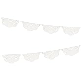 Meri Meri Broderie Anglaise Lace Pennant Banner (Pack of 1), 12.5' Party Banner Including Excess Cord, Meri Meri Party Banner, Reusable