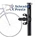 E-PRANCE Mini Bike Pump - Hand Air Pump for Bike Tires and Balls, Presta & Schrader Valve, No Valve Changing Needed, 130 PSI/ 9 Bar, Portable Bike Pump with Ball Needle Kit Included