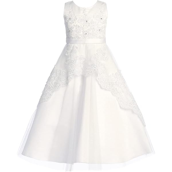 Amazon.com: First Communion Dress for Girls 1st Holy Communion Dresses White  Baptism Dress LDS Vestidos de Primera Comunion niñas Size 6: Clothing,  Shoes & Jewelry