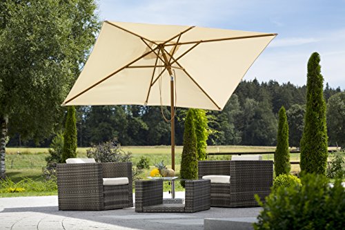 Schneider Sonnenschirm Malaga, natur, 300 x 200 cm rechteckig, 615-02, Gestell Alu/Stahl, Bespannung Polyester, 6.9 kg – Bild 4