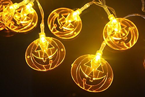 WISH HALLY WOOD solar Orange Pumpkin Halloween Decoration Lights Operated LED Fairy String Lights for Party,home (30 Orange Pumpkin)