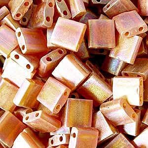 Dark Topaz Ab Transp Matte Miyuki Tila Beads 7.2gm 2 Hole Seed Bead 5x5mm