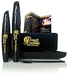 3D Fiber Lash Mascara 3X Lengthen & Volume Eye Makeup by Long & Luscious - Best Eyelash Extensions or Falsies Look with this Beauty Cosmetics Set 100% ALL NATURAL Fibers Bonus Lash Wand Included