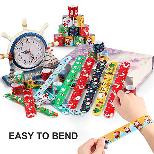 image for ThinkMax Christmas Slap Bracelets Party Favors Pack Colorful Retro Sla