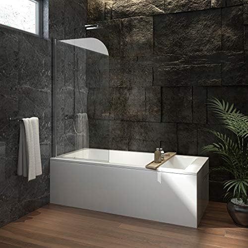 Meykoe 30"x55" Bathtub Shower Screen 1/4" Clear Tempered Glass Pivot Framless Bathtub Screen - Chrome Finish