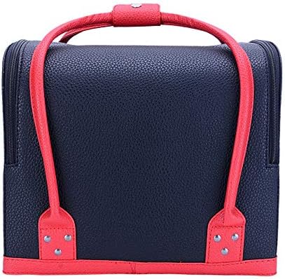Large Portable Space Makeup Case, Professional Storage Beauty Box Make up Nail Jewelry Cosmetic Vanity Case-Redblack