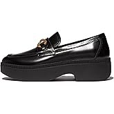 FitFlop Womens F-luma Chunky-Snaffle Box-Leather Demi-Wedge Loafers