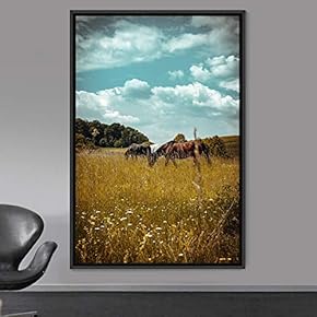 signwin Framed Canvas Wall Art Herd of Horses...