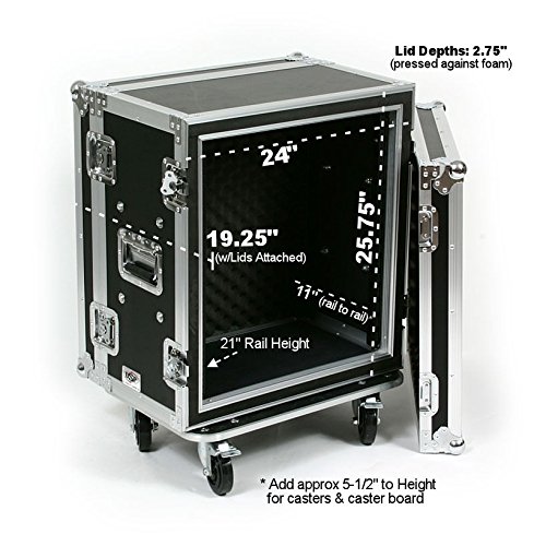 12 Space (12U) ATA Rack Effects Road Shock Mount Case (12" Deep) - Also For Wireless Systems