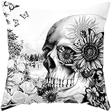 Yoler Pillow Case Decorative Skull Art Outdoor Sofa Cushion Satin Bright Colorful Painting Pillowcases
