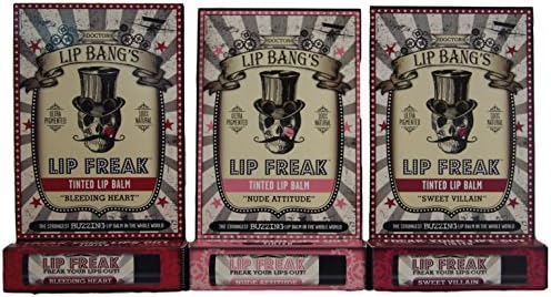 Doctor Lip Bang - Lip Freak - Tinted Lip Balm - Pack of 3 (Bleeding Heart/Sweet Villain/Nude Attitude Bundle)