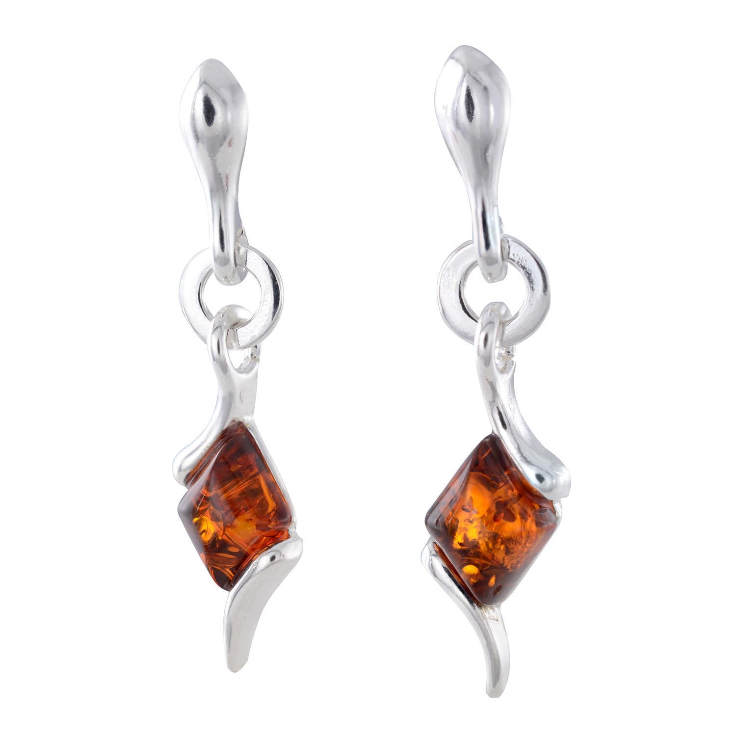 Sterling Silver and Baltic Honey Amber Dangling Earrings "Agnella"