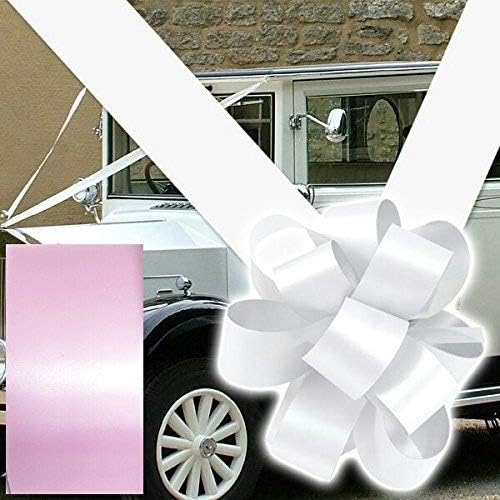 WEDDING CAR BOW AND RIBBON DECORATION KIT 3 LARGE BOWS AND 8 METERES OF RIBBON (baby pink)