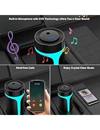 Transmisor de FM Bluetooth para automóvil con humidificador portátil de automóvil USB, transmisor de FM inalámbrico Adaptador de radio Kit de automóvil con llamada manos libres, puertos de carga USB, disco U, tarjeta TF, reproductor de música MP3, 7 color