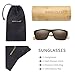 WISH CLUB Wood Square Handmade Sunglasses UV 400 Lenses Classical Style for Women and Men Adults Wooden Bamboo Vintage Light Retro Glasses (Brown)