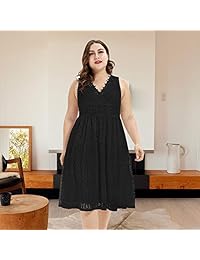 PARTY LADY Vestido de cóctel elegante sin mangas de encaje de talla grande para mujer