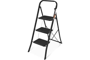 3 Step Ladder, SPIEEK Folding Step Stool with Wide Anti-Slip Pedal, 330lbs Capacity Portable Lightweight Ladders for Home Kit