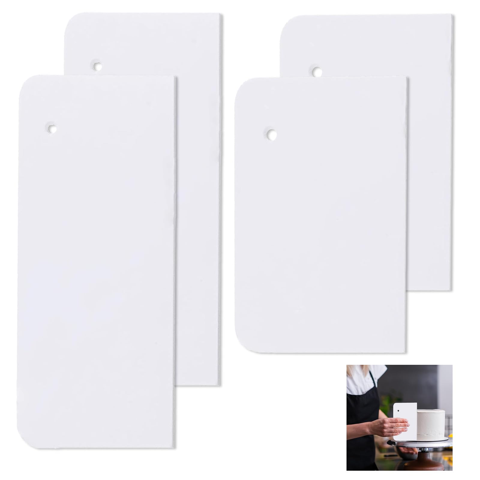 4Pcs Cake Scraper, Cake Scraper Buttercream Smoother, Decorating Durable Professional Cake Smoother, Cake Icing Smoother for Baking, Icing and Fondant Smoothing