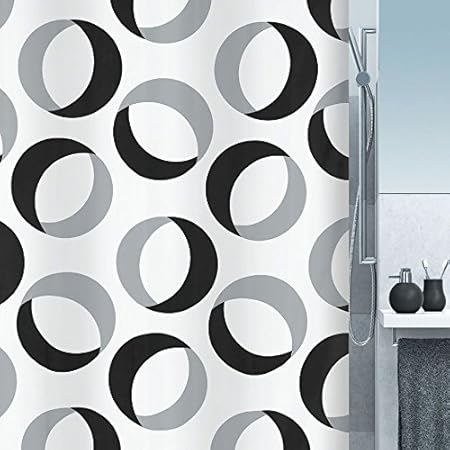 Spirella Anti-Schimmel Duschvorhang Rings Anti-Bakteriell, waschbar, wasserdicht Polyester 180x200cm weiß, grau, schwarz