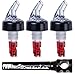 Automatic Measure Liquor Pourers, 1 Ounce, Red Tail Black Collar Clear Spout and 1 PNW Pocket Corkscrew, 3 Pack, Clear